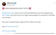 Tweet regarding Derek Brunson joining the PFL